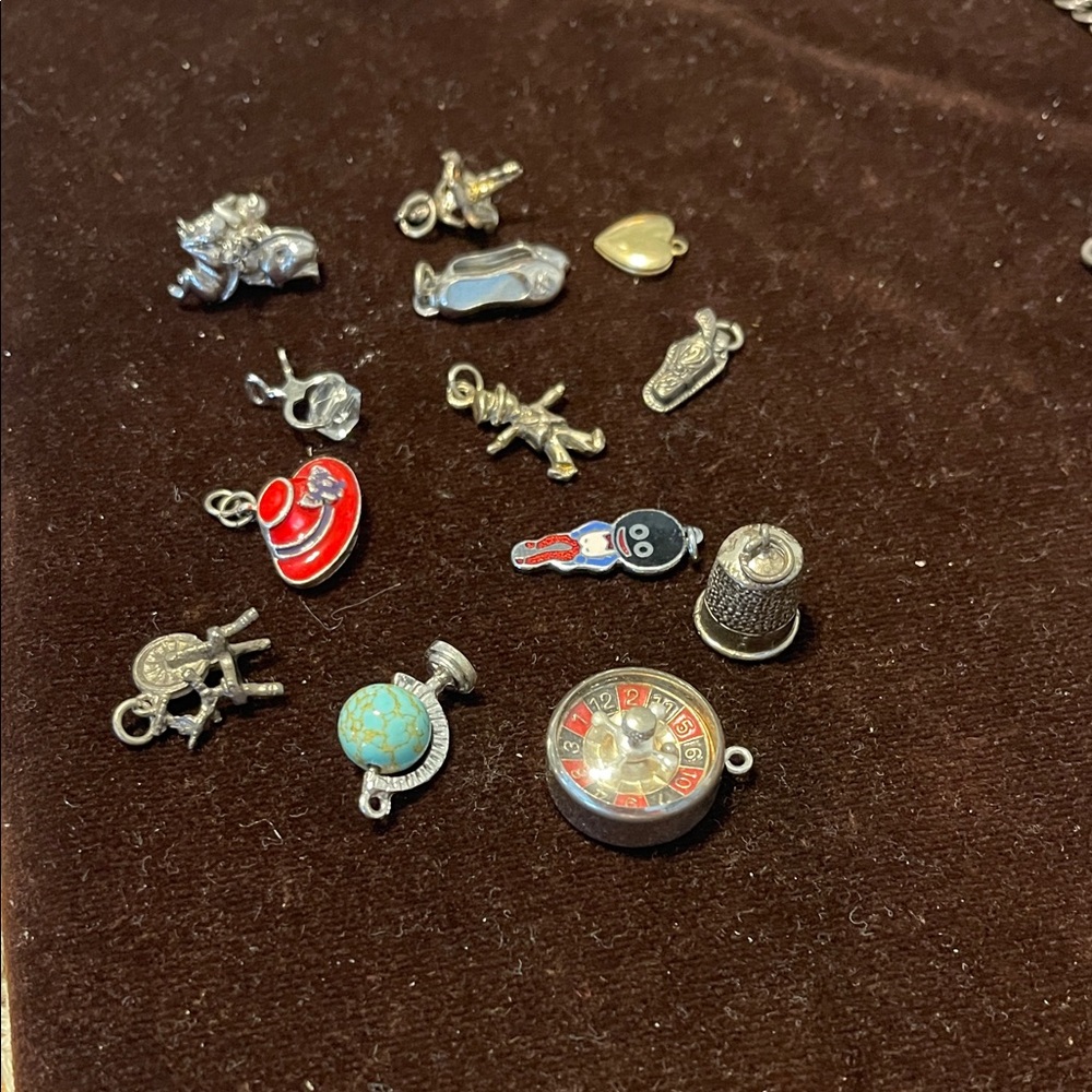 Assorted Silver Charms with Red and Blue Accents